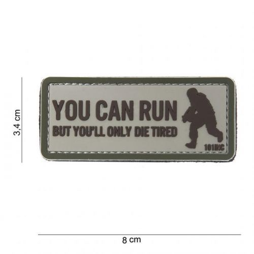 Gumová nášivka 101 Inc nápis You Can Run - béžová