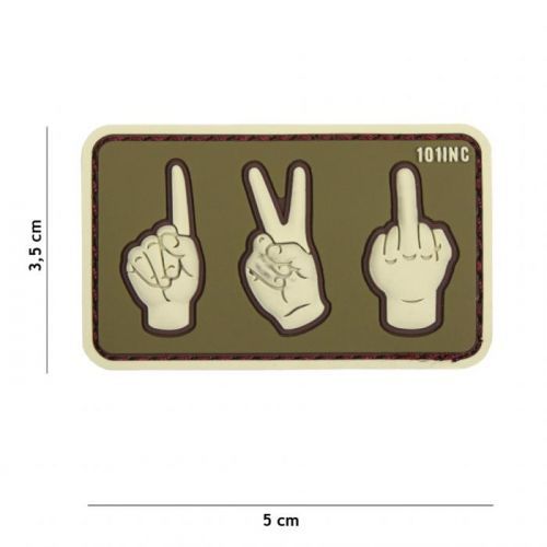 Gumová nášivka 101 Inc One, Two, Fuck You - olivová-písková