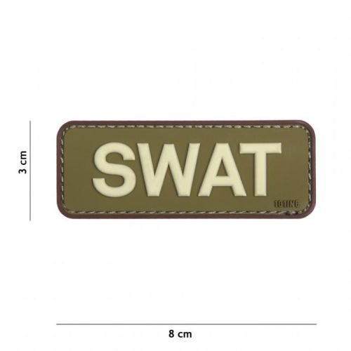 Gumová nášivka 101 Inc nápis SWAT - coyote