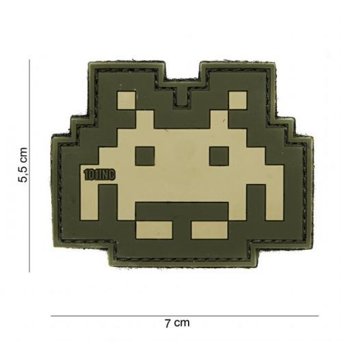 Gumová nášivka 101 Inc Space Invader - béžová