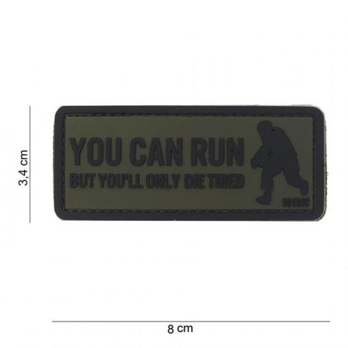 Gumová nášivka 101 Inc nápis You Can Run - olivová