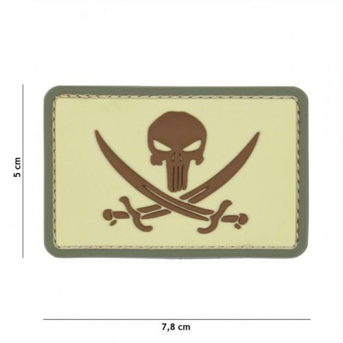 Gumová nášivka 101 Inc Pirate Punisher - coyote