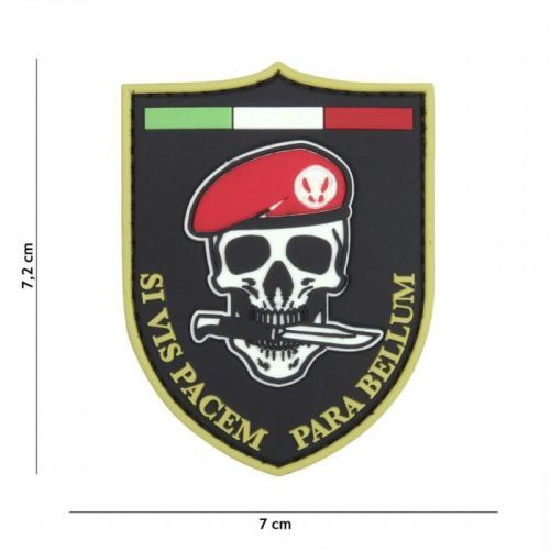 Gumová nášivka 101 Inc znak Si vis pacem - černá