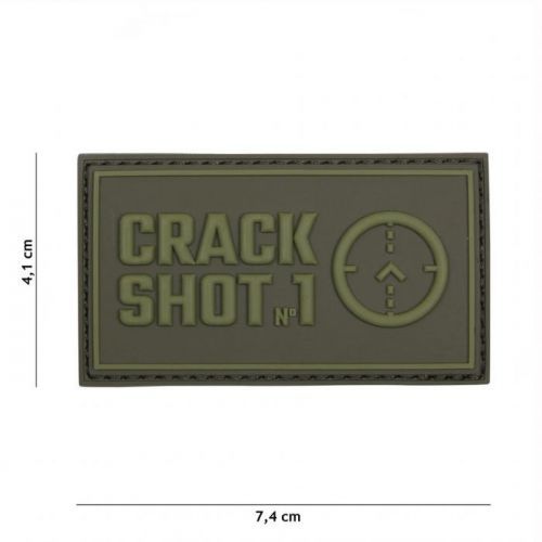 Gumová nášivka 101 Inc nápis Crack Shot - olivová