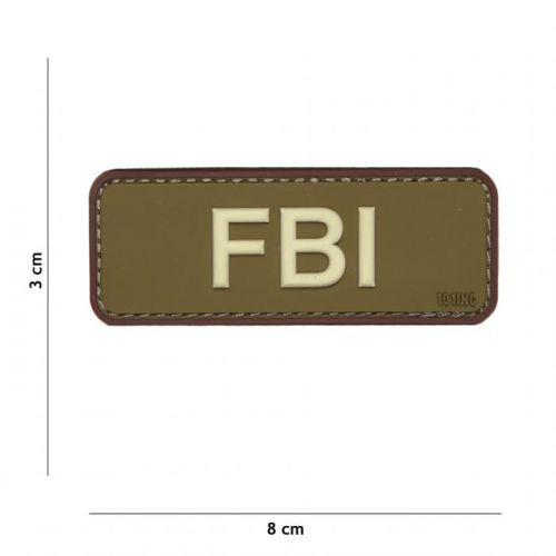 Gumová nášivka 101 Inc nápis FBI - olivová
