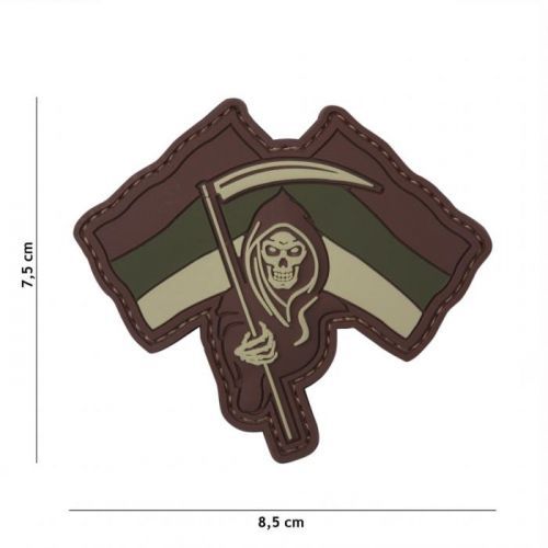 Gumová nášivka 101 Inc vlajka German Reaper - hnědá