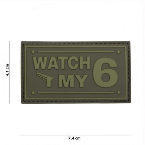 Gumová nášivka 101 Inc nápis Watch My 6 - olivová