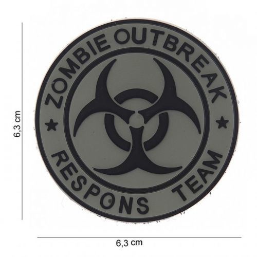 Gumová nášivka 101 Inc nápis Zombie Outbreak Team - šedá