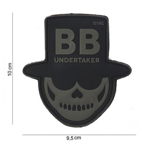 Gumová nášivka 101 Inc nápis BB Undertaker - šedá