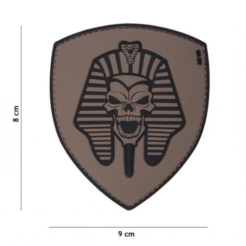 Gumová nášivka 101 Inc Pharaoh Skull - šedá