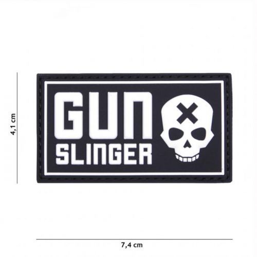 Gumová nášivka 101 Inc nápis Gun Slinger - čermá
