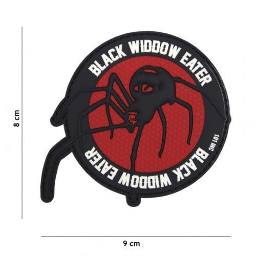 Gumová nášivka 101 Inc nápis Black Widdow Eater - červená