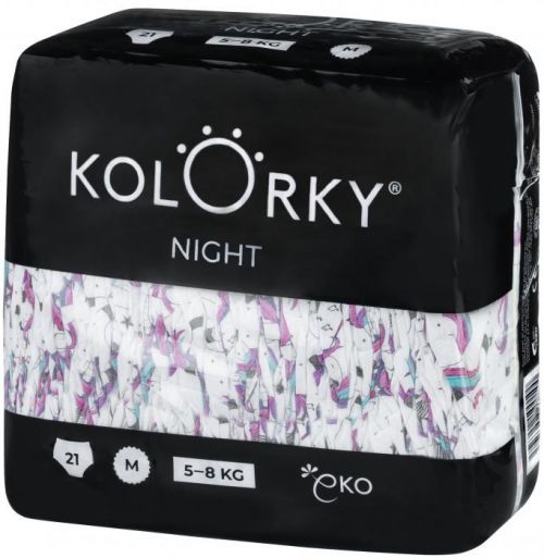 Kolorky Night Noční jednorázové eko plenky - L (8-13 kg) - 19 ks