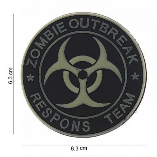 Gumová nášivka 101 Inc nápis Zombie Outbreak Team - černá