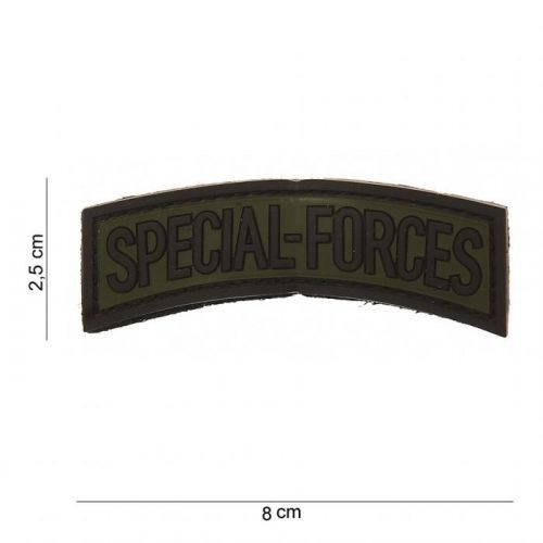 Gumová nášivka 101 Inc nápis Special Forces - olivová