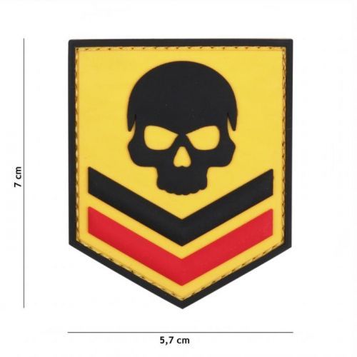 Gumová nášivka 101 Inc Belgium Skull - žlutá