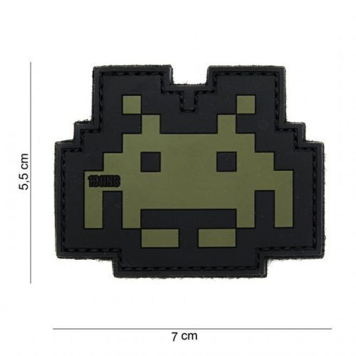 Gumová nášivka 101 Inc Space Invader - olivová