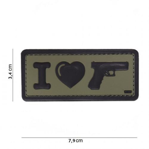 Gumová nášivka 101 Inc nápis I Love My Sidearm - olivová