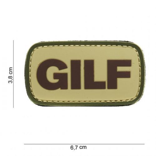Gumová nášivka 101 Inc nápis GILF - coyote