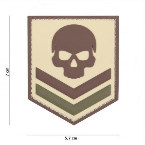 Gumová nášivka 101 Inc Belgium Skull - coyote