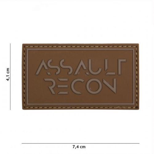 Gumová nášivka 101 Inc nápis Assault Recon - coyote