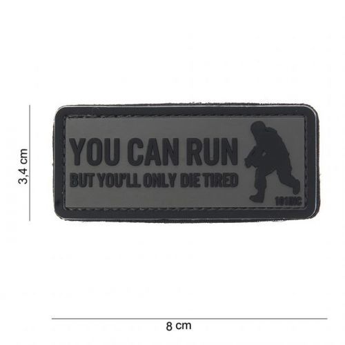 Gumová nášivka 101 Inc nápis You Can Run - šedá