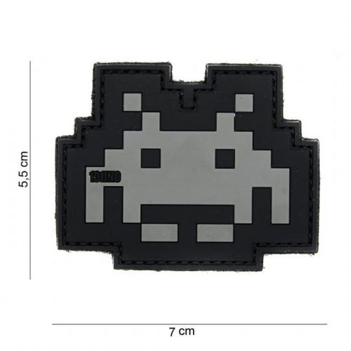 Gumová nášivka 101 Inc Space Invader - šedá