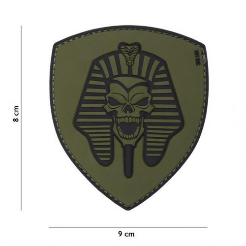 Gumová nášivka 101 Inc Pharaoh Skull - olivová
