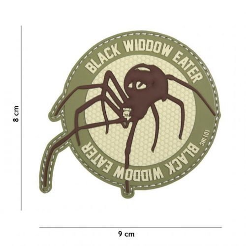 Gumová nášivka 101 Inc nápis Black Widdow Eater - coyote