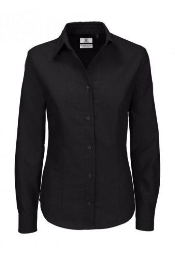 Košile dámská B&C Oxford s dlouhým rukávem - černá