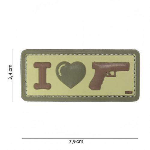 Gumová nášivka 101 Inc nápis I Love My Sidearm - coyote
