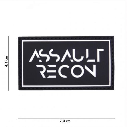 Gumová nášivka 101 Inc nápis Assault Recon - černá