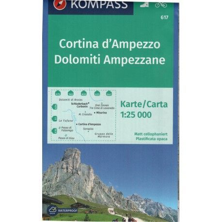 Kompass 617 Cortina d'Ampezzo, Dolomiti Ampezzane 1:25 000 turistická mapa