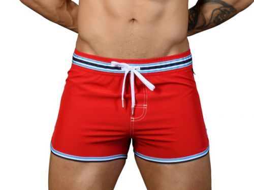Andrew Christian šortkové plavky RIVIERA Swim Shorts Red Barva: Červená, Velikost: L