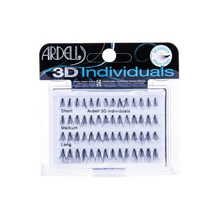 Ardell 3D Individuals Combo Pack 56 ks sada trsové řasy 14 ks Short Black + trsové řasy 14 ks Medium Black + trsové řasy 28 ks Long Black pro ženy