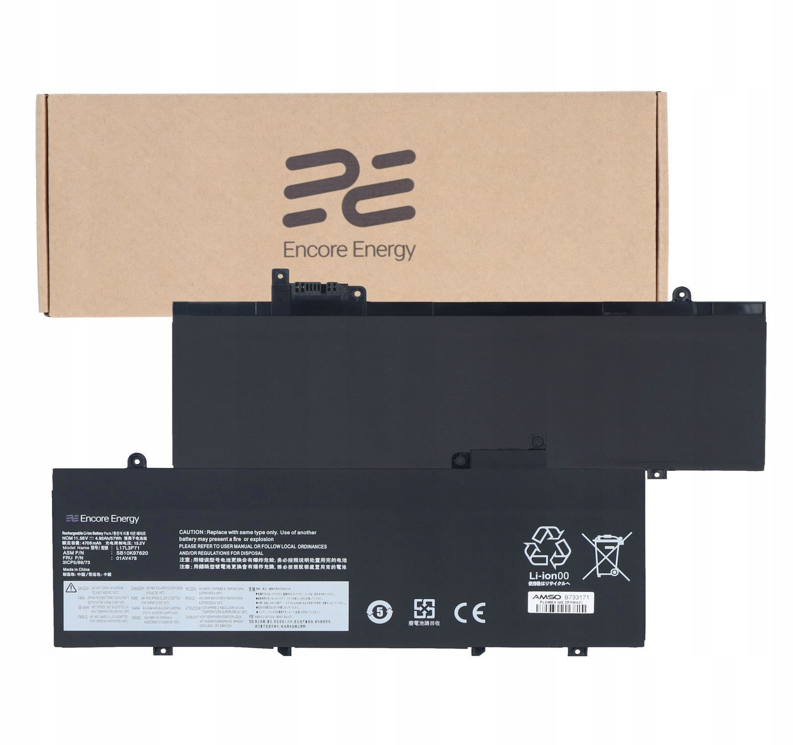 01AV478 baterie pro notebook Lenovo ThinkPad T480s 57Wh 5300mAh Encore Energy