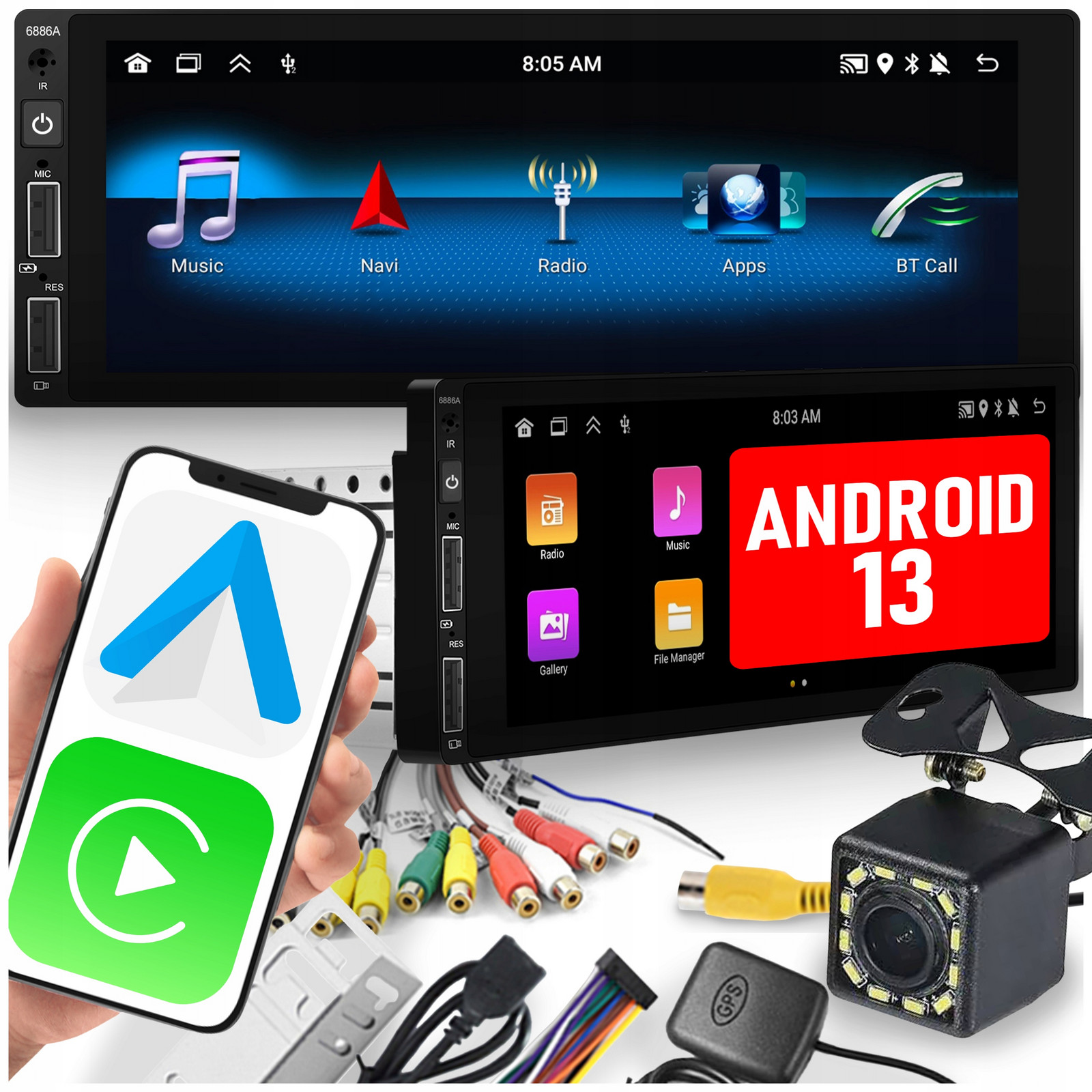 Autorádio Allnoel A3447 2GB/64GB 6.86'' Android 13 1-DIN