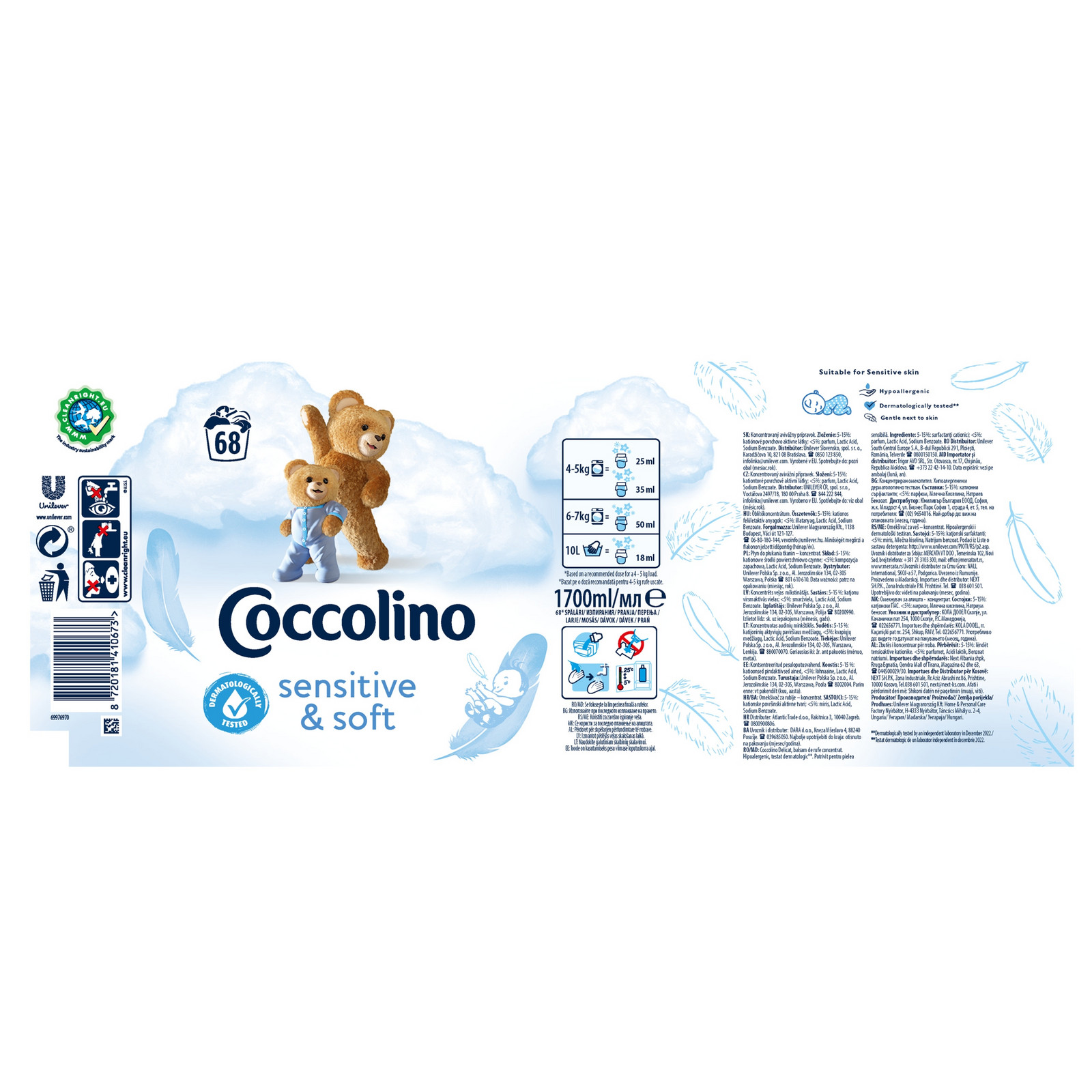 Aviváž Coccolino Sensitive & Soft 1,7 l