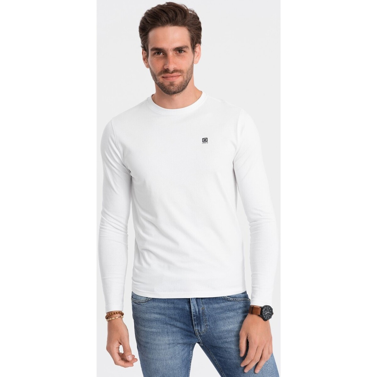 Ombre  Pánské tričko s dlouhým rukávem Biraunt bílá  Bílá