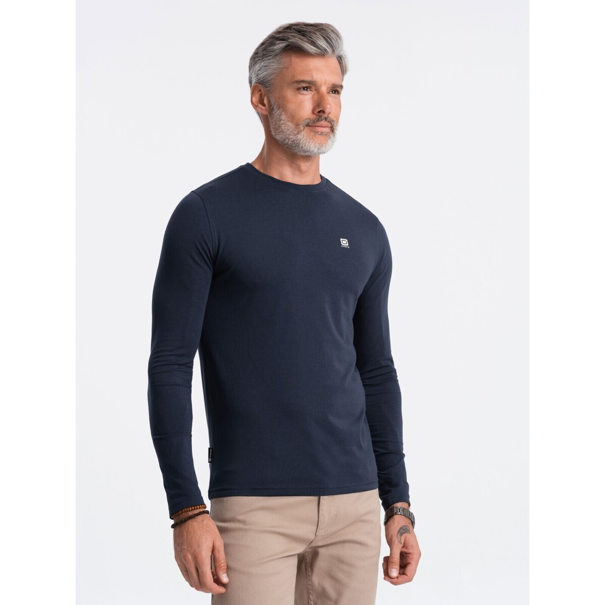 Ombre  Pánské tričko s dlouhým rukávem Biraunt navy  Tmavě modrá