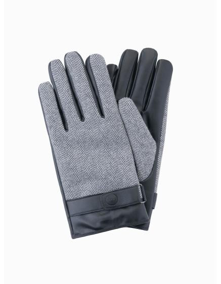 Pánské elegantní rukavice ze směsi vlny - šedá melanž V1