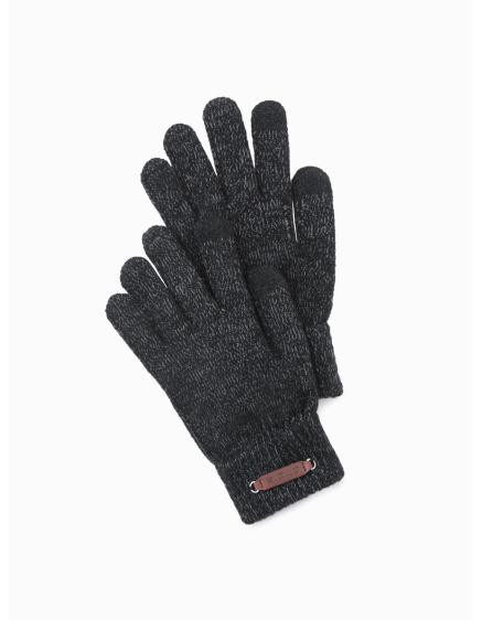 Pánské pletené rukavice s vlnou - černá melanž V1