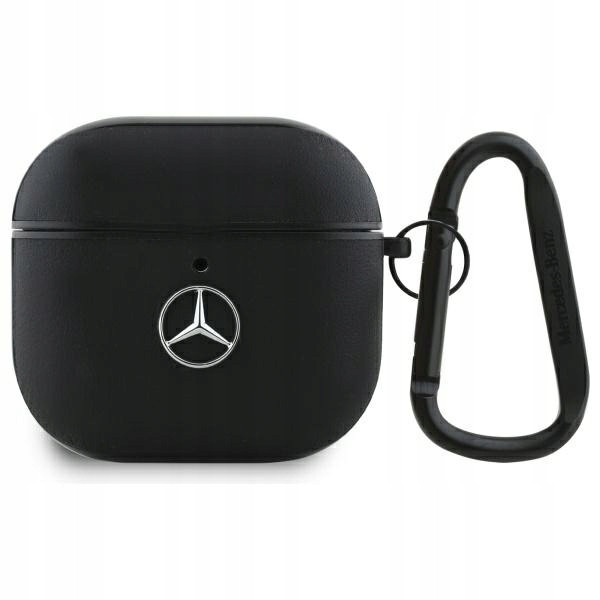 Pouzdro Pro Airpods 4 Mercedes Leather Metal Logo Černé Cover Pouzdro