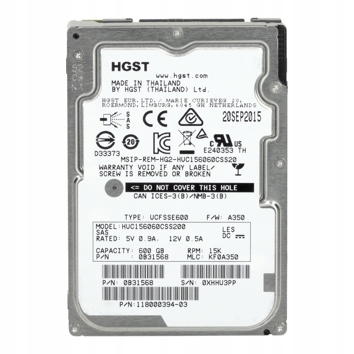 Hgst UltraStar C15K600 600GB 15K 128MB SAS-3 2.5'' HUC156060CSS200