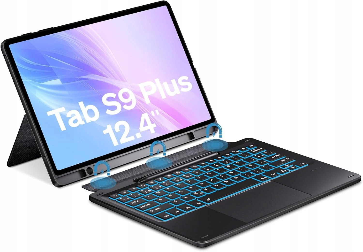 Doohoeek pouzdro odpojitelná klávesnice touchpad Led Rgb Samsung Galaxy Tab S9+