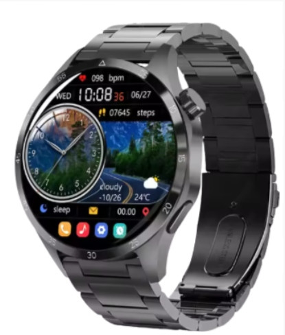 GT4 Pro Gps Nfc chytré hodinky bluetooth kovový řemínek černý silikonový