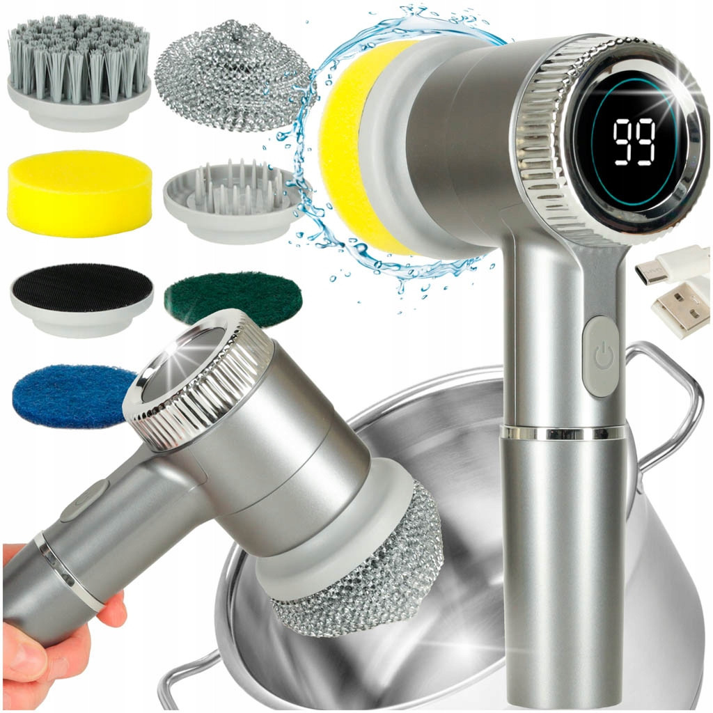 Kartáč elektrický čistič na čištění 5v1 do koupelny podlahy spár bazén