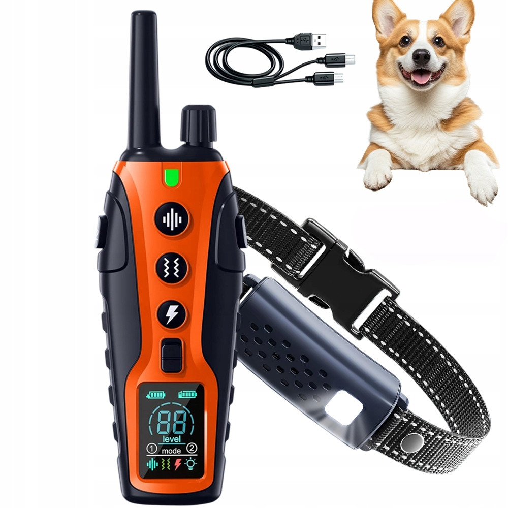 Elektrický výcvikový obojek pro psa s Led světlem zvukovými režimy 1000m