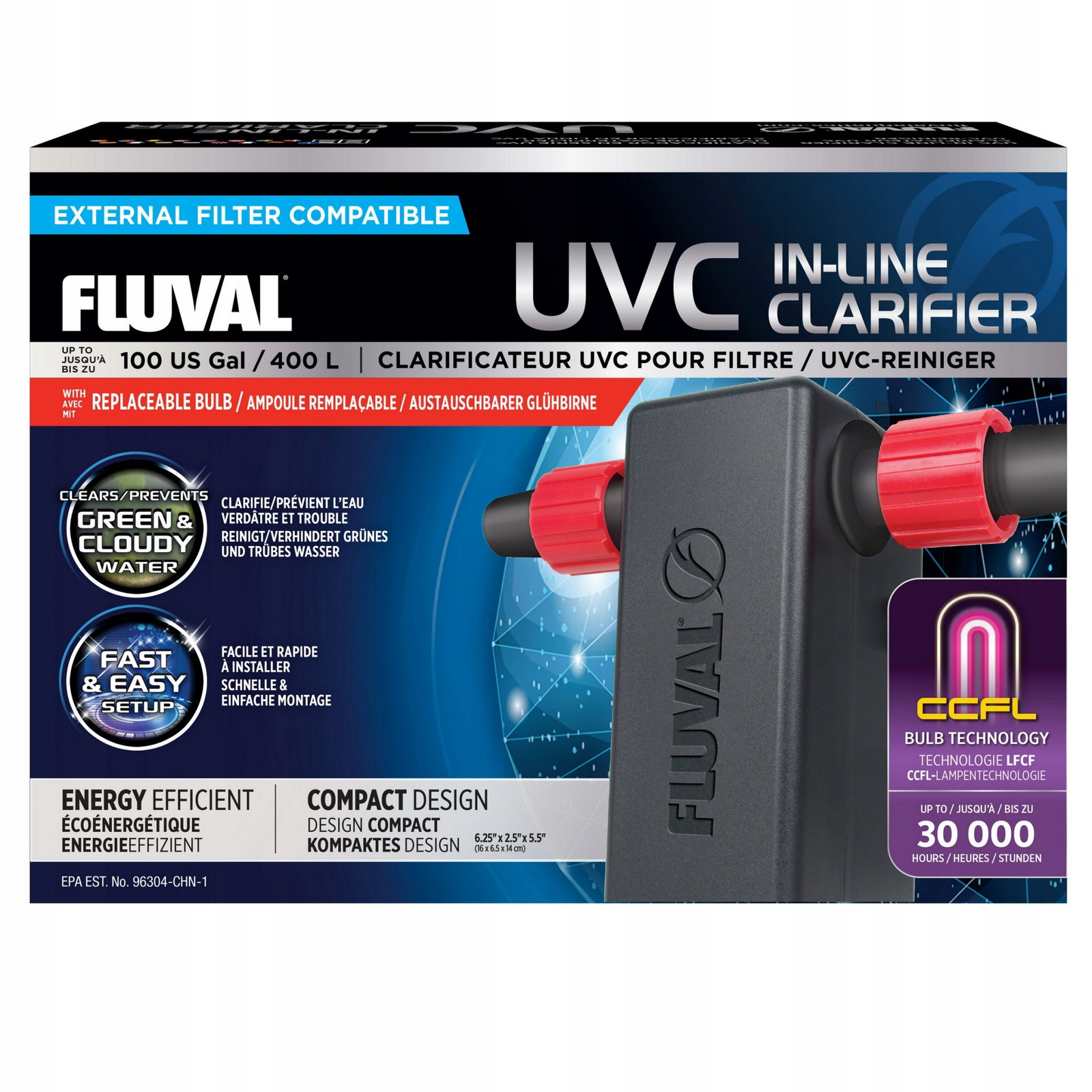 Fluval Uvc In-Line Clarifier Uv-c lampa do akvária 400L Vyměnitelné Vlákno