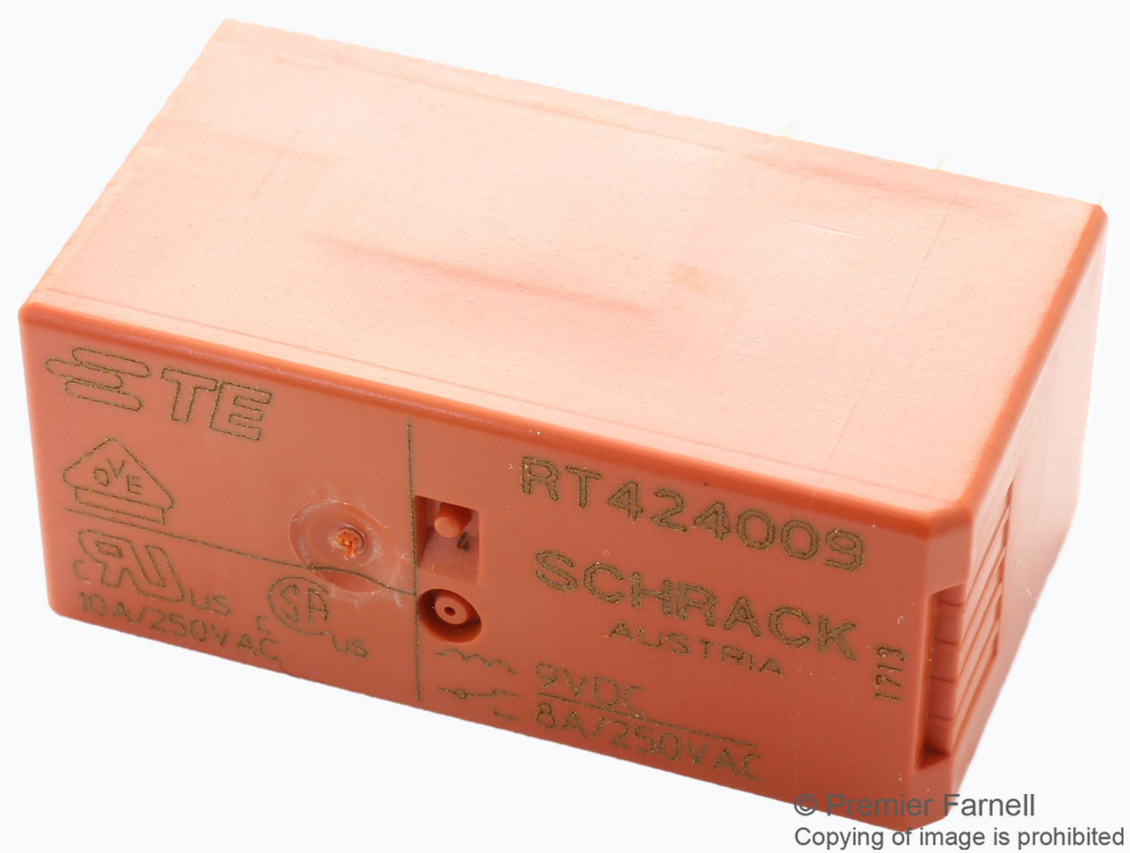 Schrack - Te Connectivity Rte44012 Power Relay, 12Vdc, Dpst-No, 8A, Tht